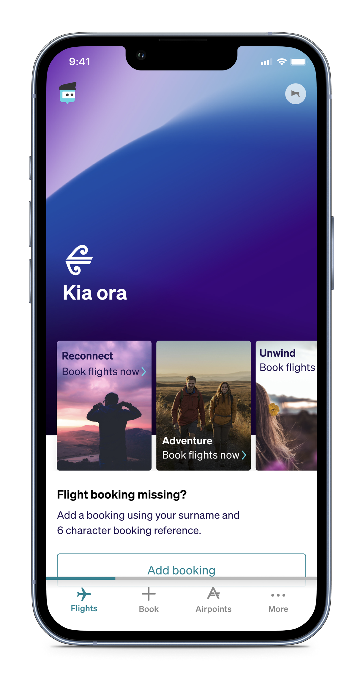 Travel app screen